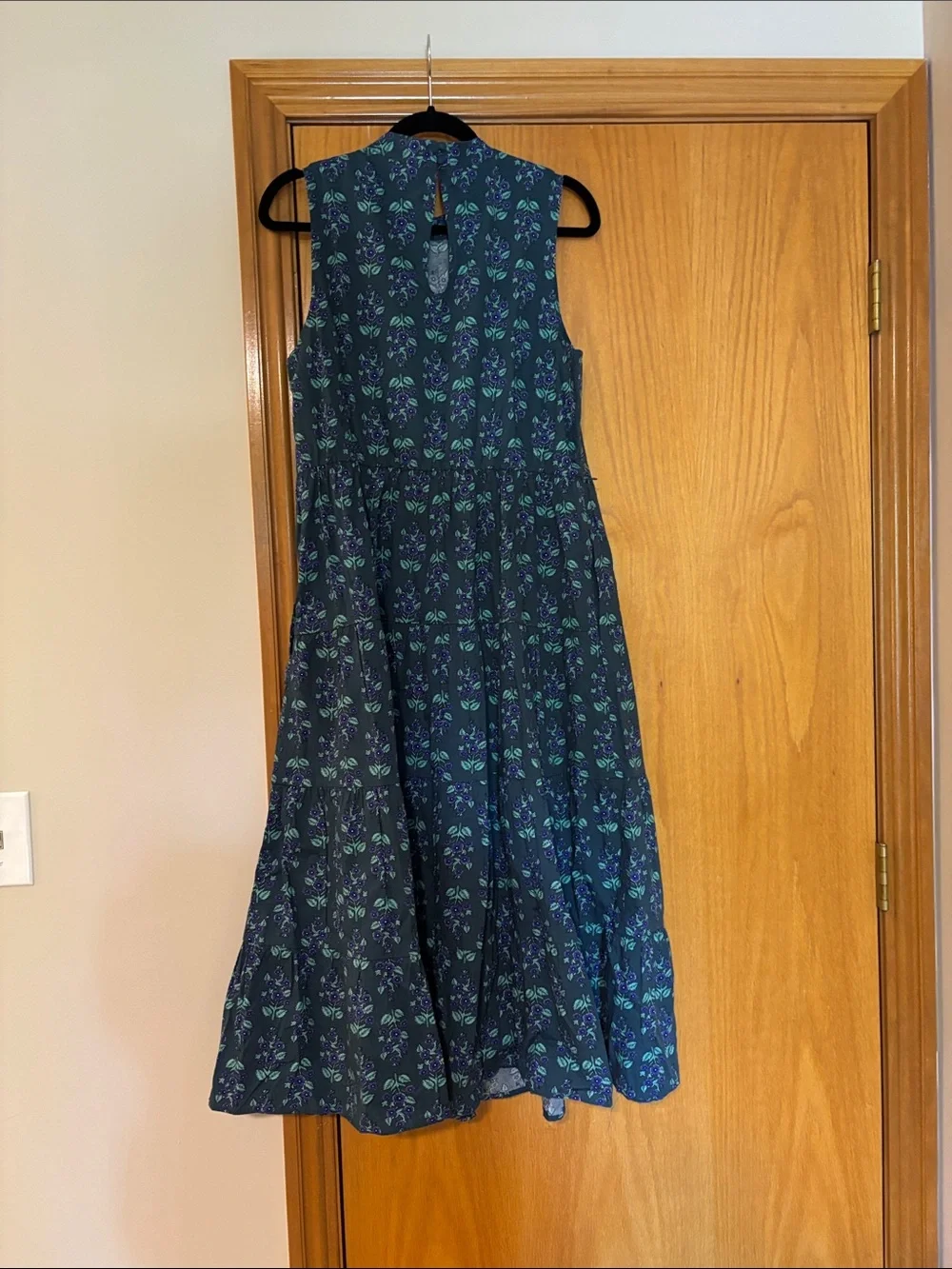 J. Crew factory Navy Maxi Dress with Green and Blue Floral Print